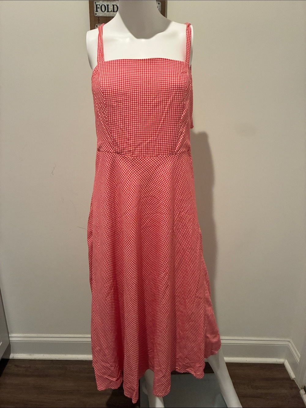 RSVP Red Gingham Maxi Dress with Square Neckline
